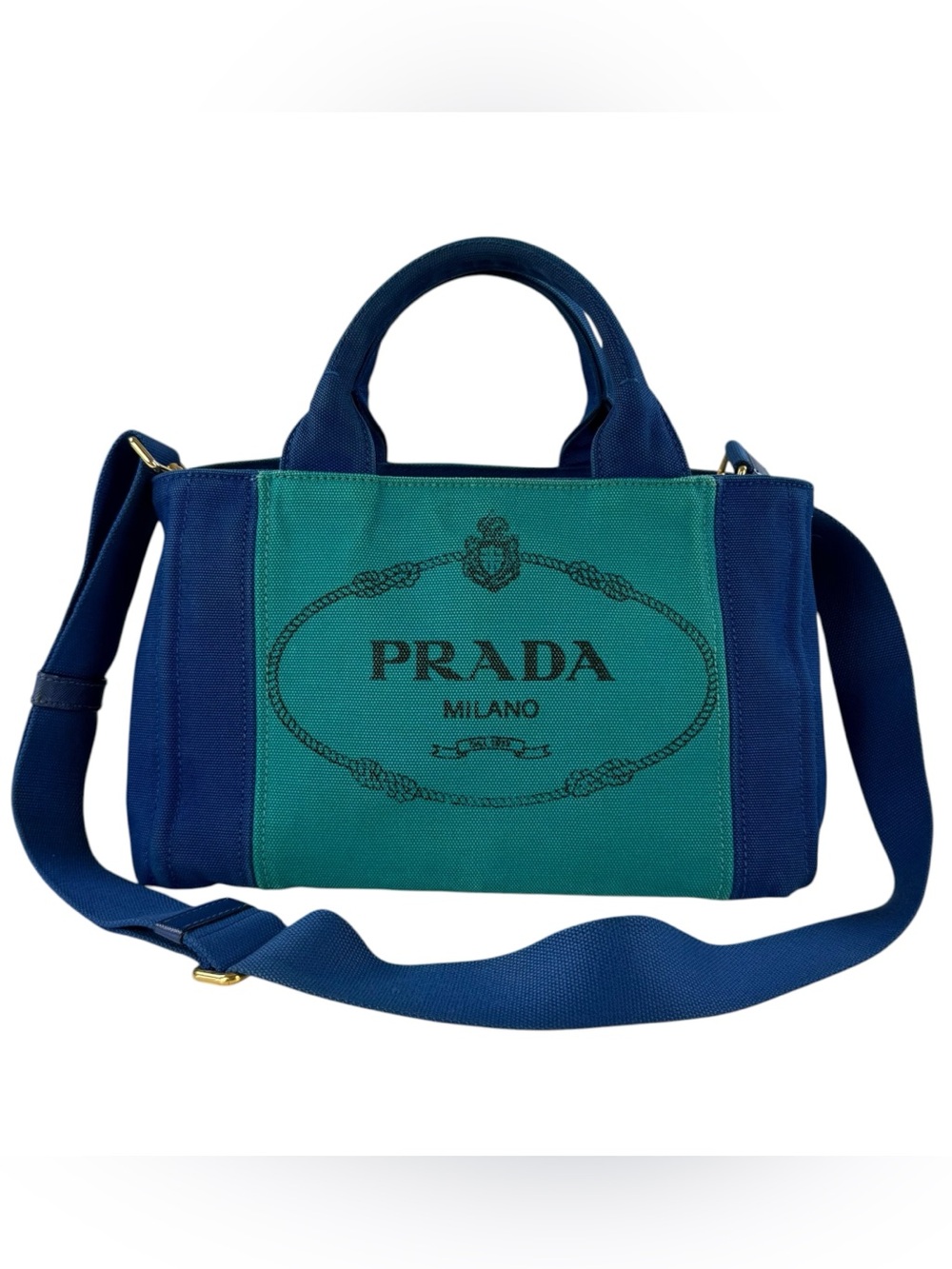 Prada Bicolor 2-Way Canapa Tote Bag